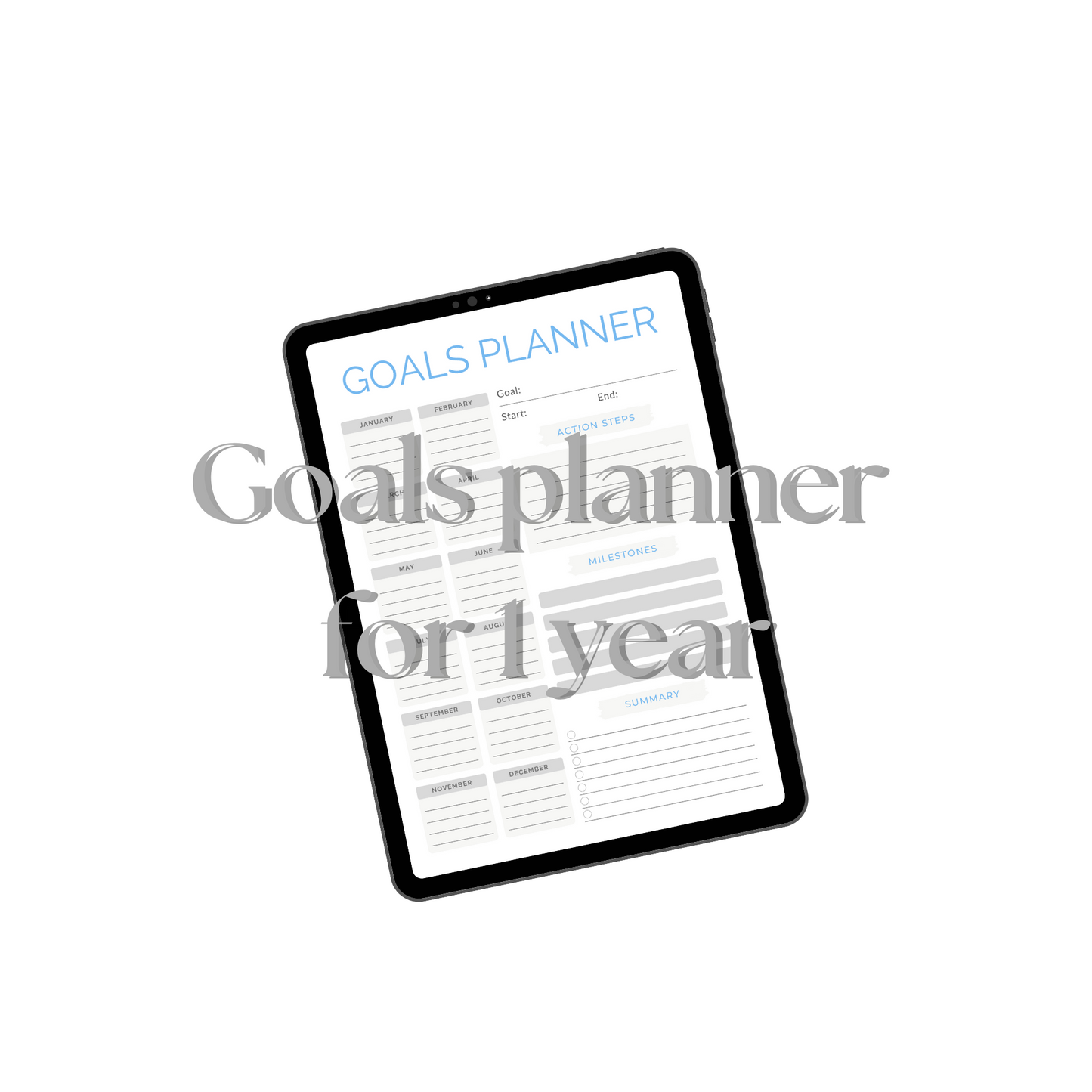 Goals planner for 1 year