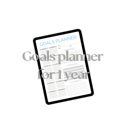 Goals planner for 1 year